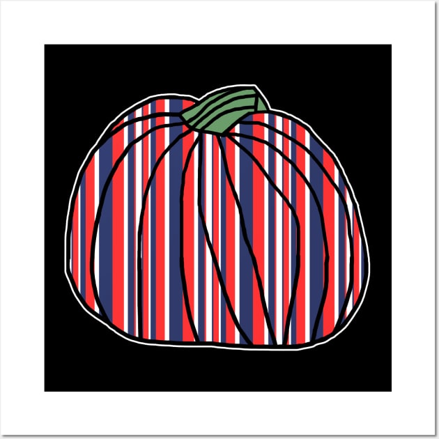 Halloween Horror Pumpkin Red Stripes Wall Art by ellenhenryart